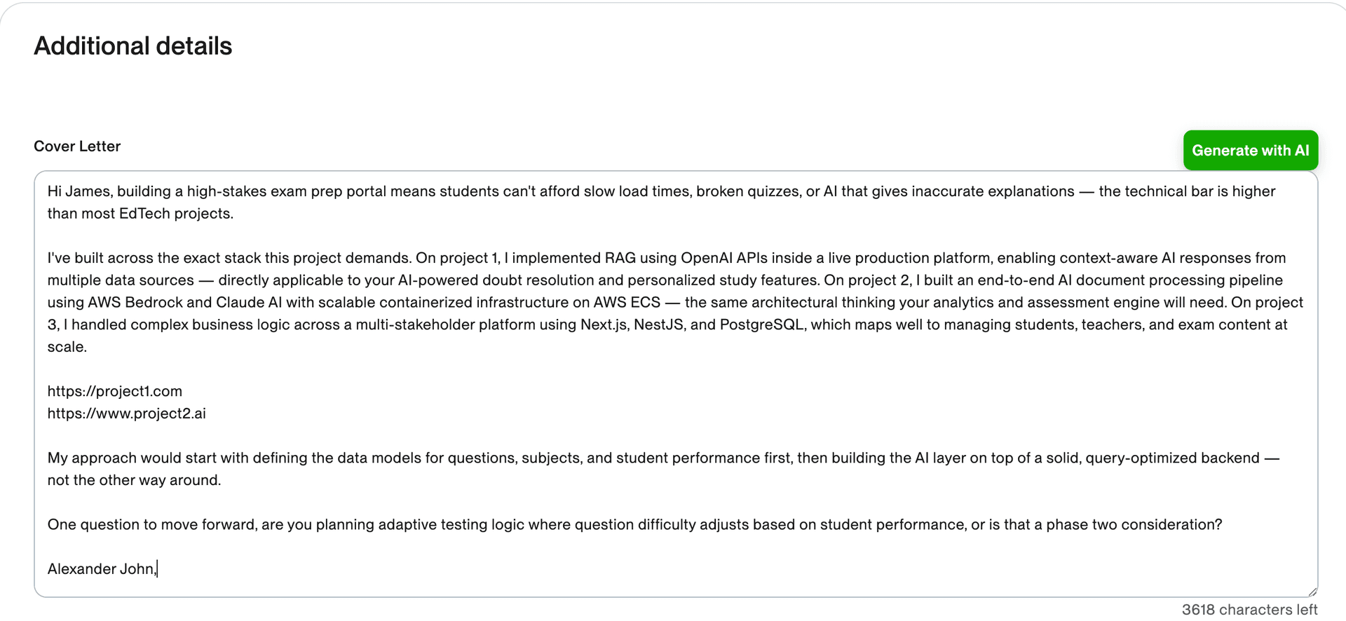 cover letter with ai